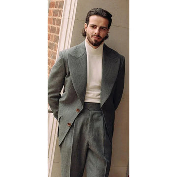 Aidase Men Suit Two Pieces Blazer Pants Single Breasted Wide Lapel Handsome Business High-quality Loose Fit Wedding Groom Costume Homme aidase-shop